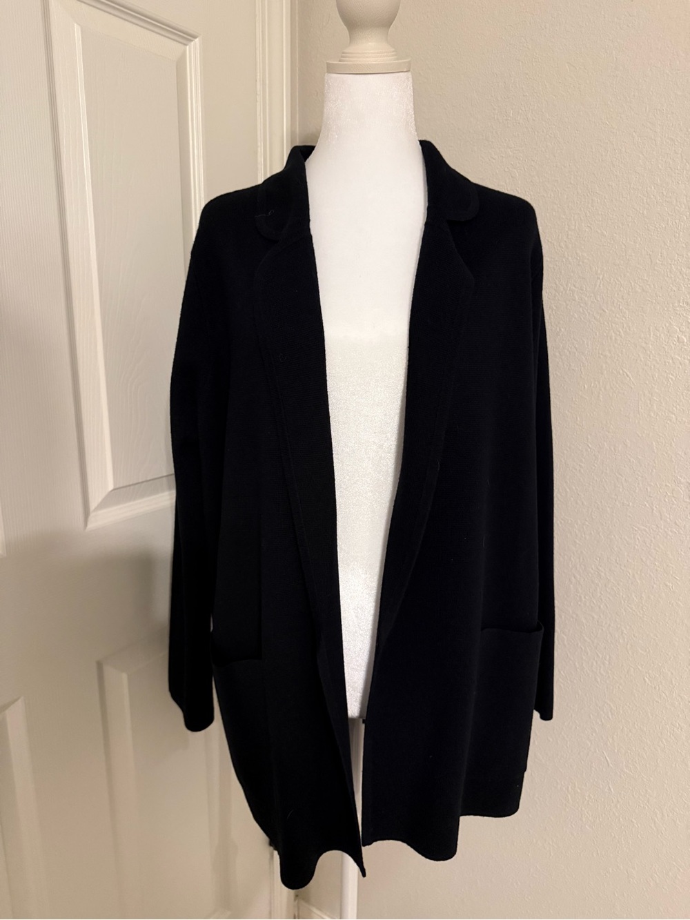 J. Crew Black Open-Front Knit Cardigan